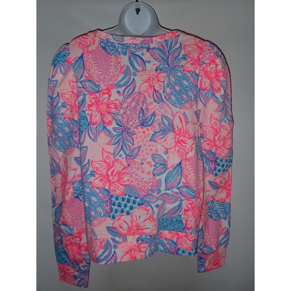 Lilly Pulitzer Top Jansen Sweater Pink Isle Snappy Turtle Large Colorful beach - Picture 4 of 6